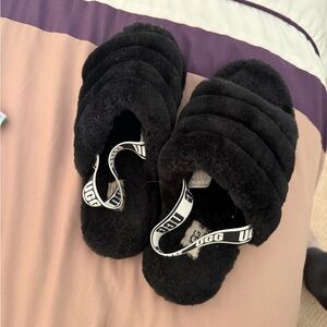 UGG Black Fluffy Footwear